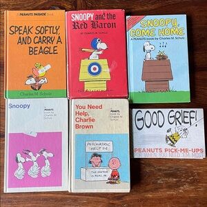 6 Vintage Snoopy + Charlie Brown Hardcover Books by Charles Schultz